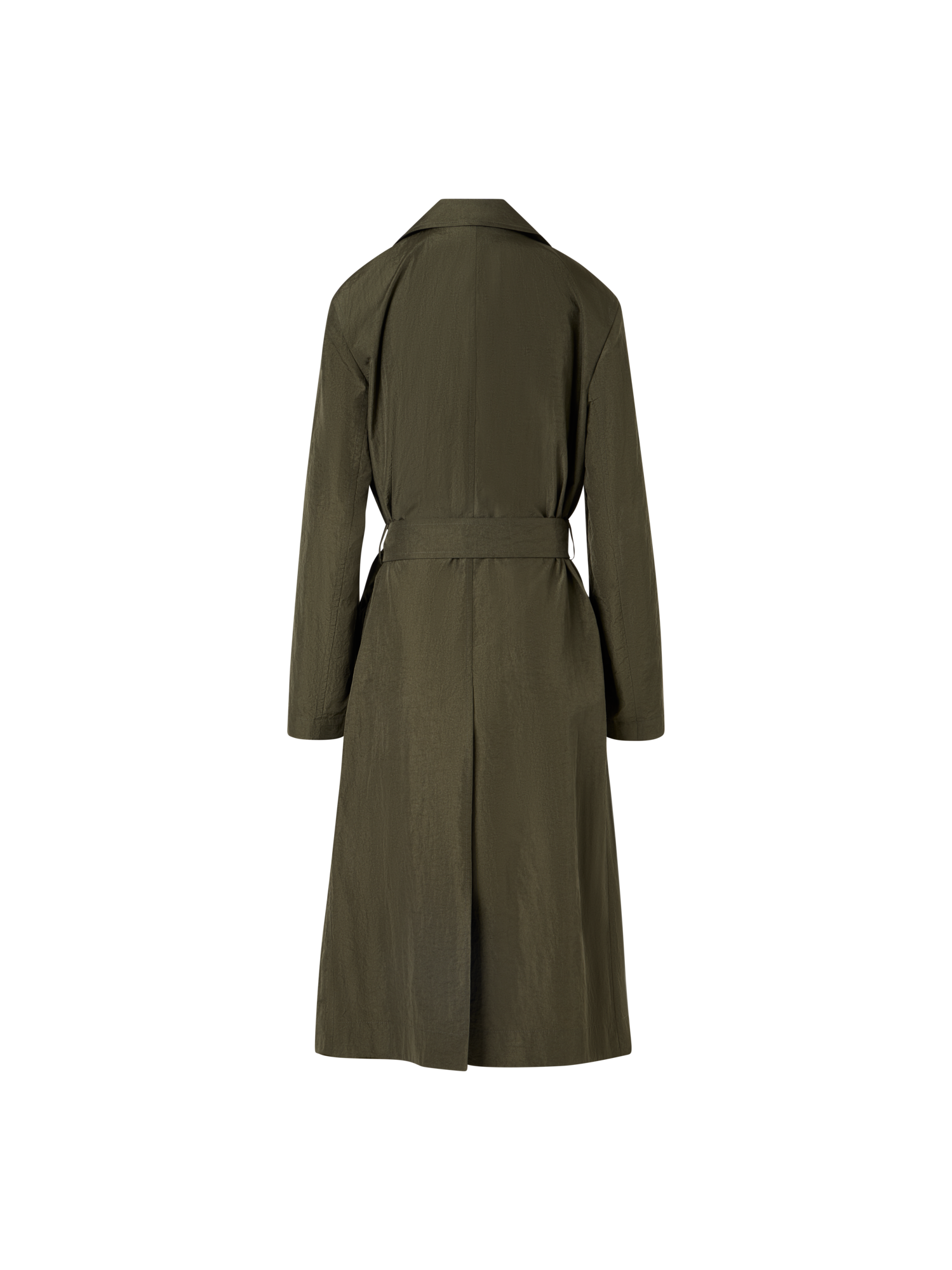 Designer Langärmeliger Trenchcoat aus Crinkled-Parachute-Taft - Grün