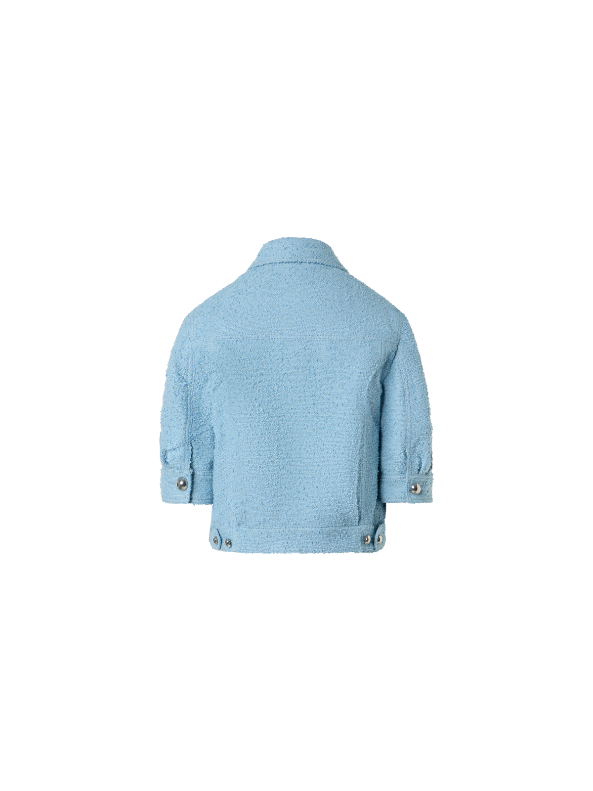 Designer Kurze Sommer-Jacke aus Bouclé-Baumwolle - Blau