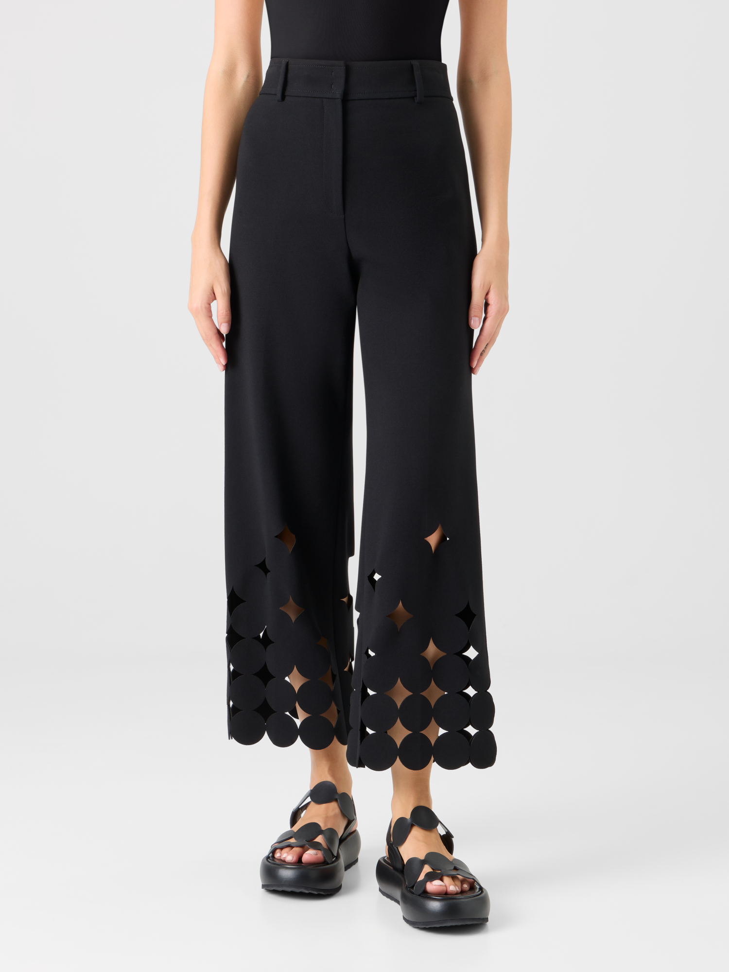 Designer Dropping Dot Cut-Out-Jerseyhose - Schwarz 