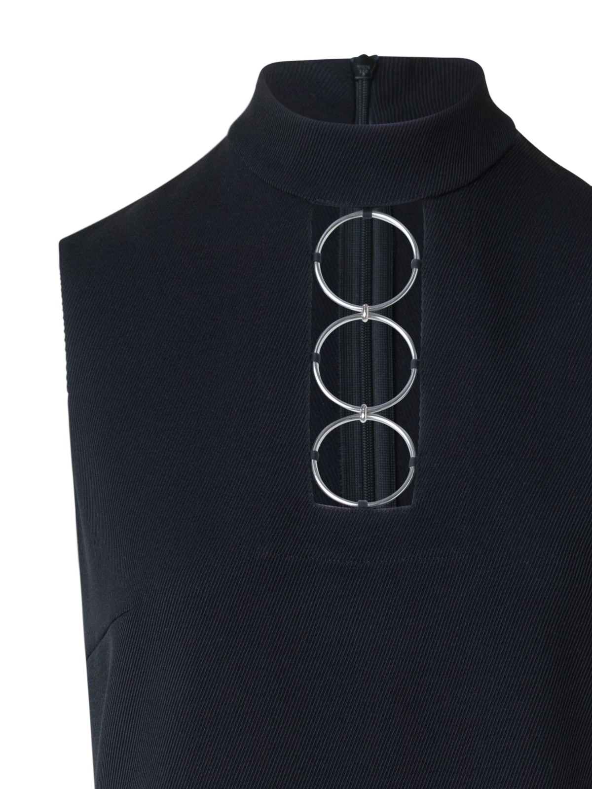 Designer Midi-Trikotin-Etuikleid mit Metallringen - Schwarz