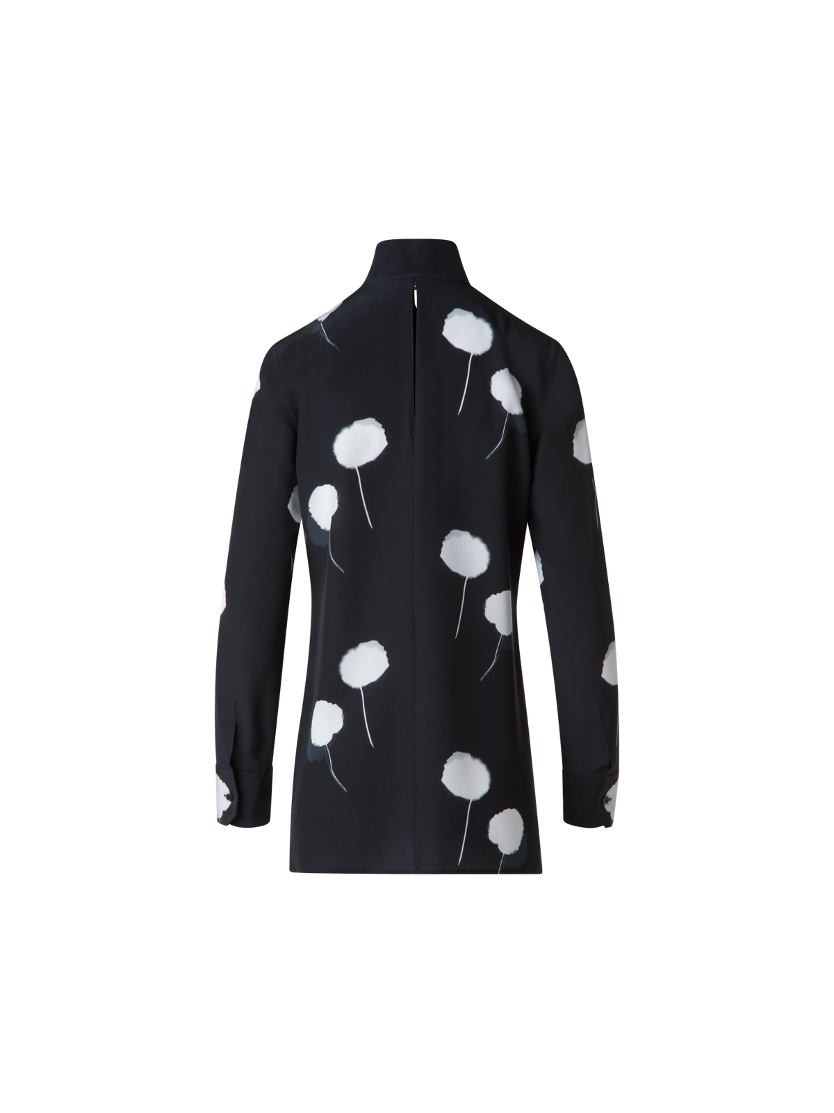 Designer Seidentunika mit Dandelion Druck - Schwarz - Bunt