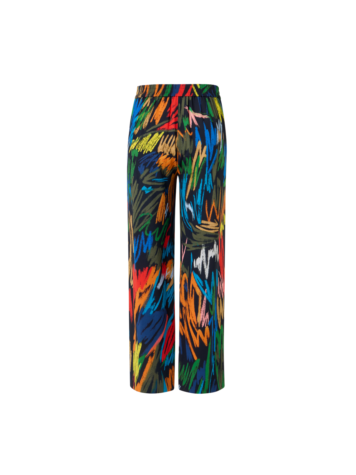 Designer Marlon Cropped Hose mit Scribble-Druck und elastischem Bund - Schwarz - Bunt