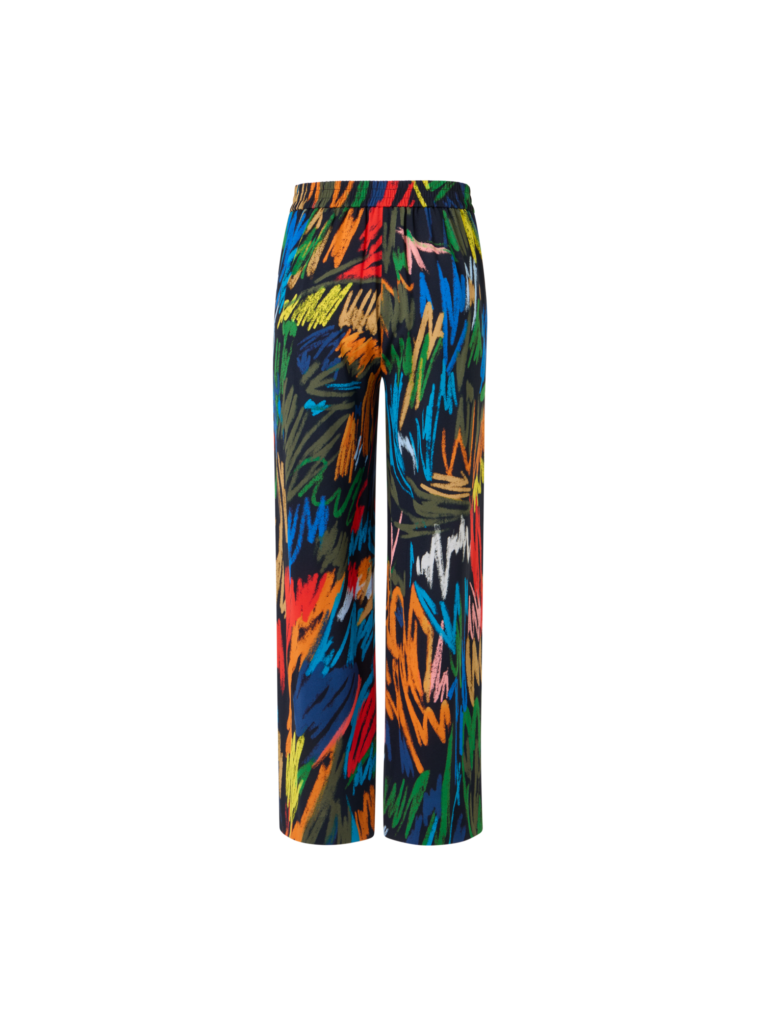 Designer Marlon Cropped Hose mit Scribble-Druck und elastischem Bund - Schwarz - Bunt