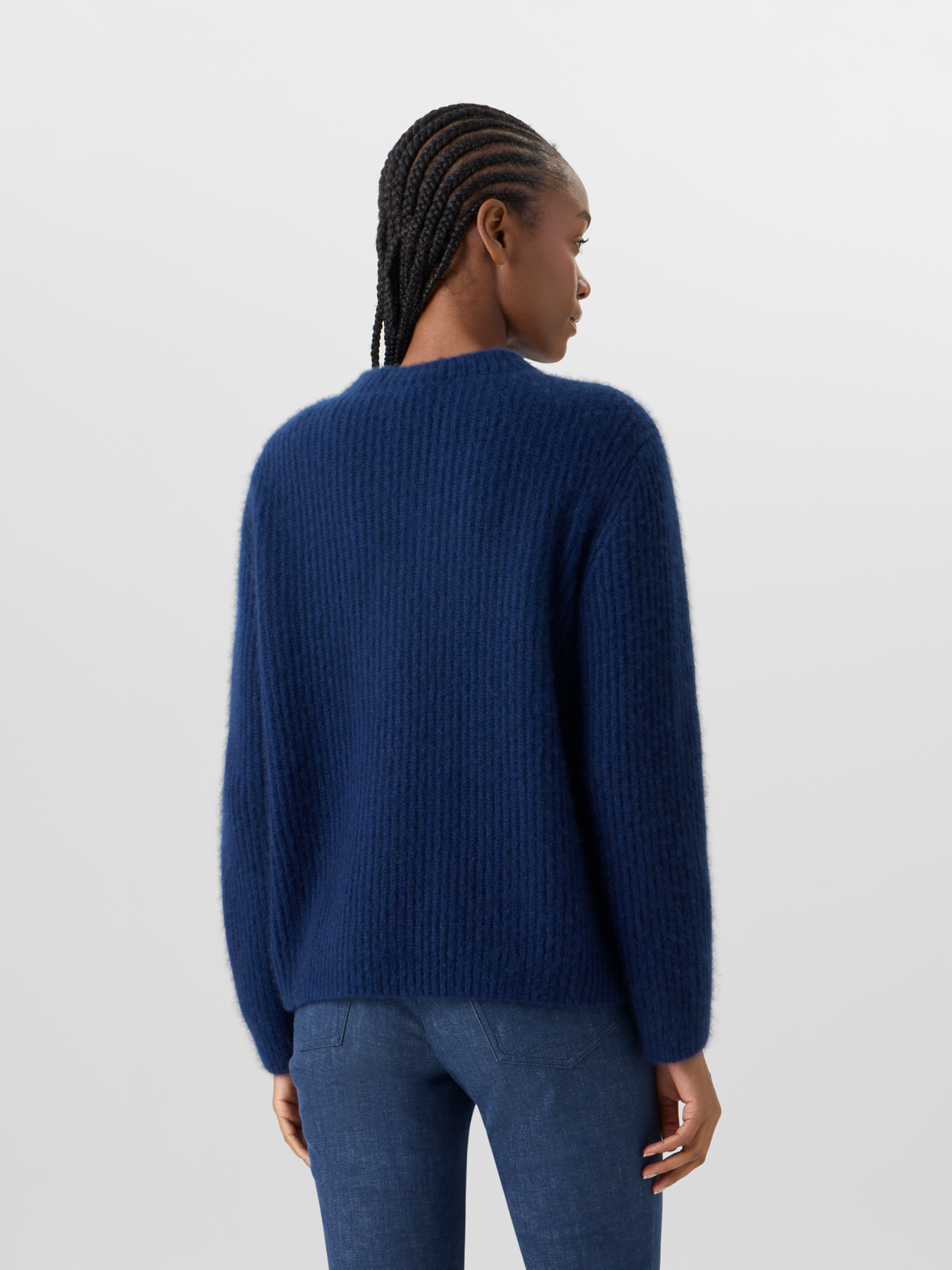 Designer Langärmelige Strickjacke aus Kaschmir-Seide - Blau #editorial