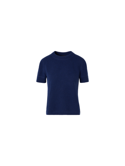 Designer Kurzärmeliger Strickpullover aus Kaschmir - Blau