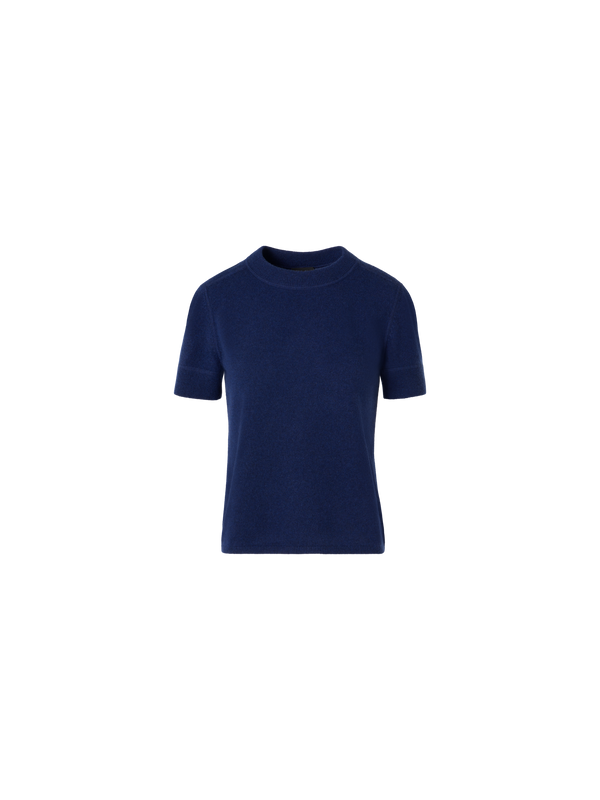 Designer Kurzärmeliger Strickpullover aus Kaschmir - Blau