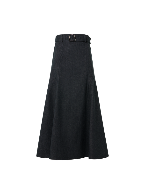 Designer Denim Midirock in A-Linie - Schwarz