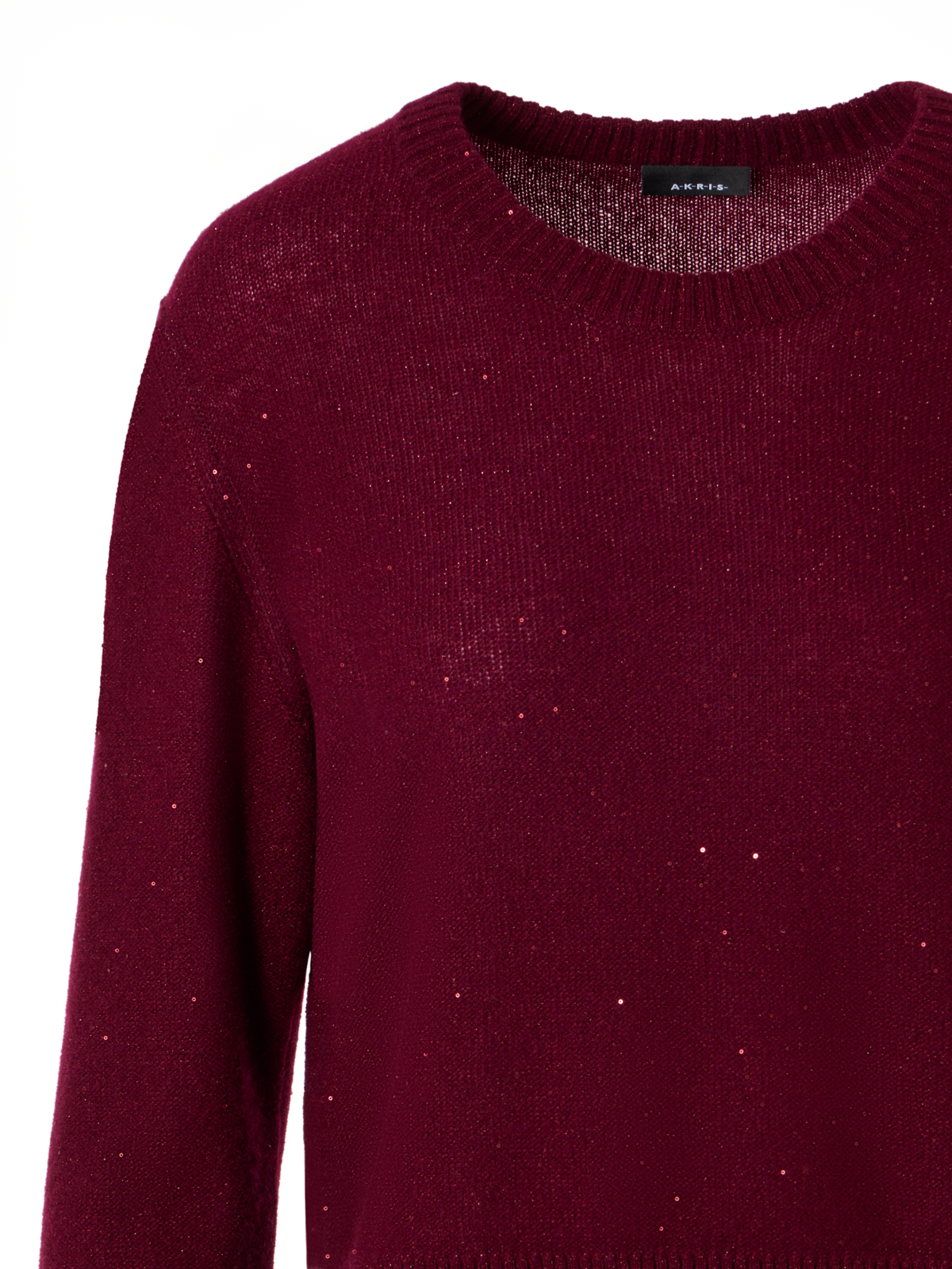 Designer Kaschmirpullover mit feinen Pailletten - Rot