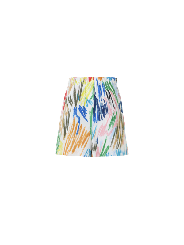Designer Felice Baumwollshorts mit Scribble-Druck und elastischem Bund - Bunt