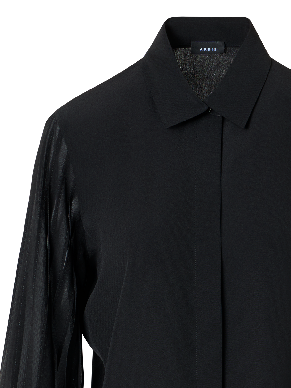 Designer Seidenbluse mit Schleifenärmeln - Schwarz