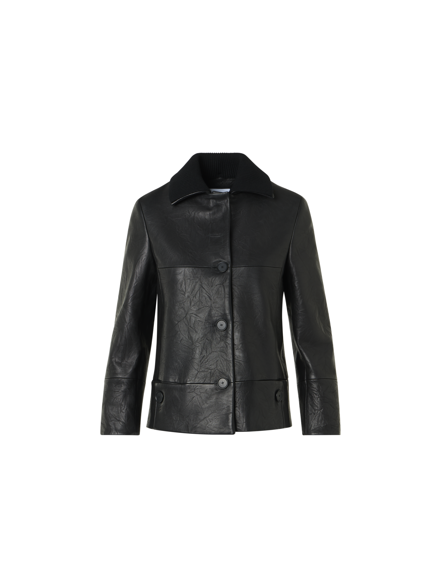 Designer Jacke aus gekräuseltem Lammnappa - Schwarz