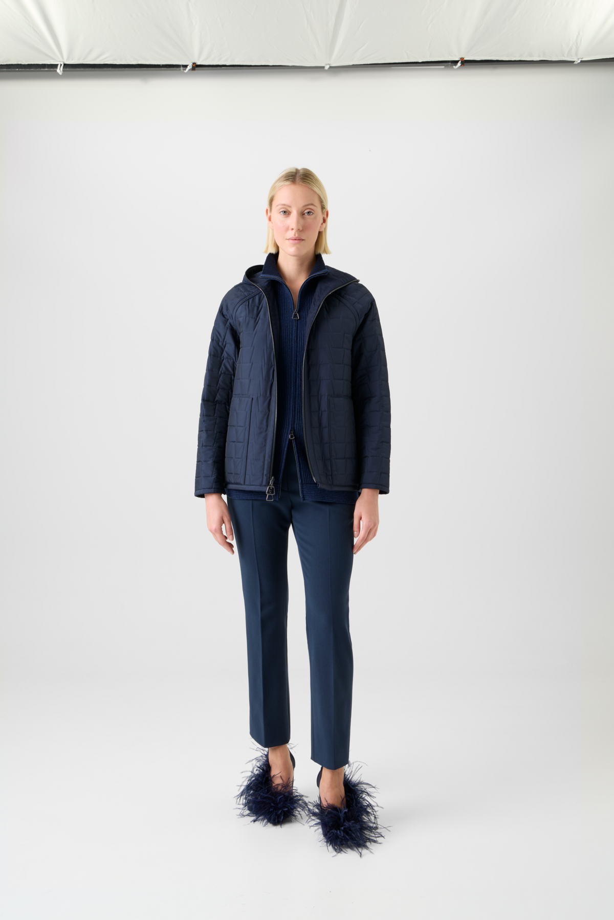 Designer Wende Steppjacke Storm-System® mit Kapuze - Dunkelblau - Blau #editorial