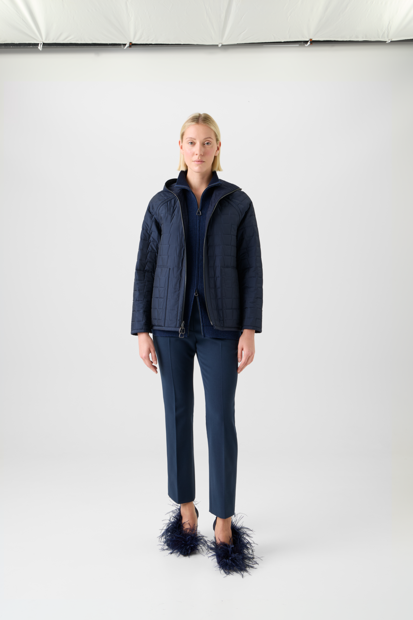 Designer Wende Steppjacke Storm-System® mit Kapuze - Dunkelblau - Blau 