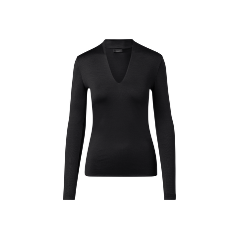 Shirt mit V-Kragen aus Seiden-Stretch-Jersey