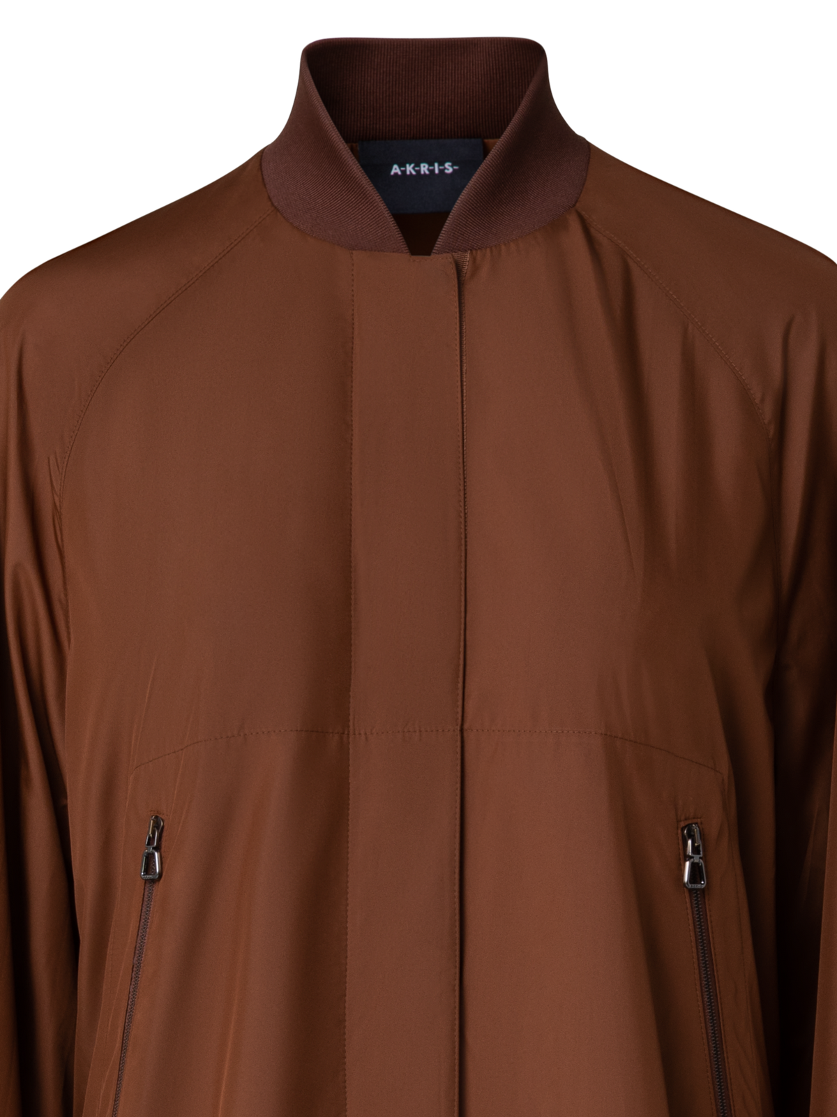 Designer Lange Bomberjacke aus Seide - Braun