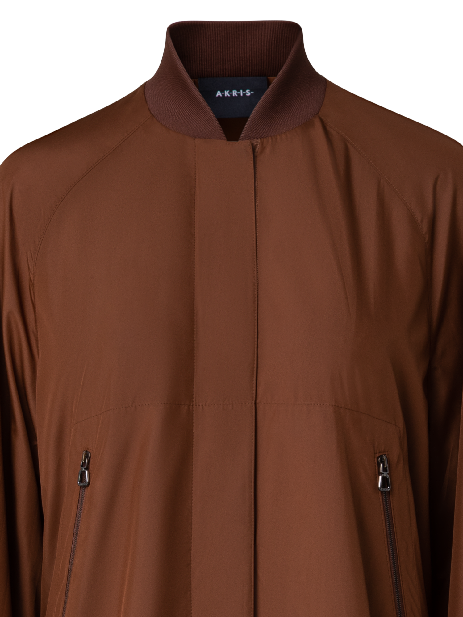 Designer Lange Bomberjacke aus Seide - Braun
