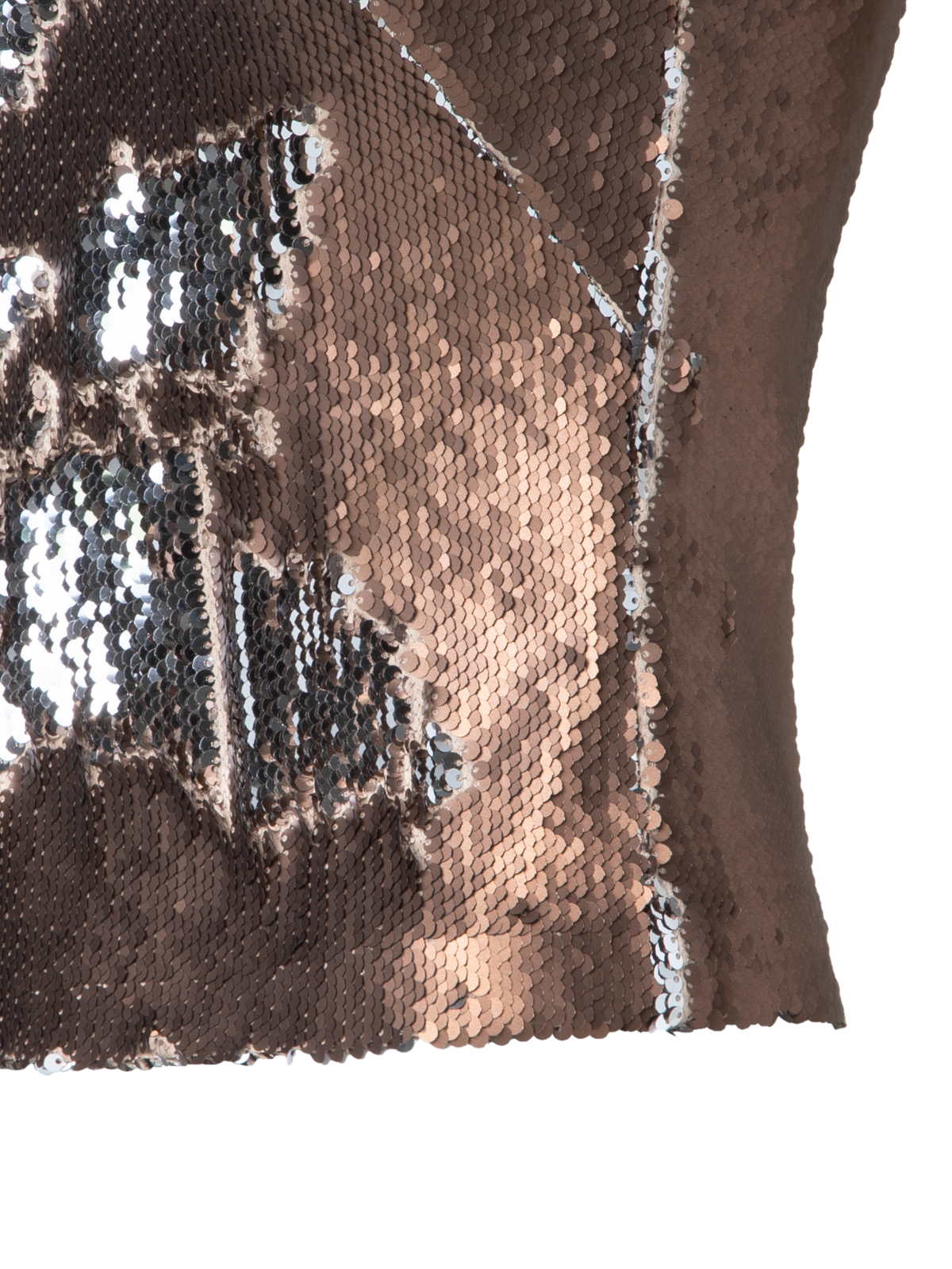 Designer Ärmelloses Top mit zweifarbigen Pailletten - Braun - Gold