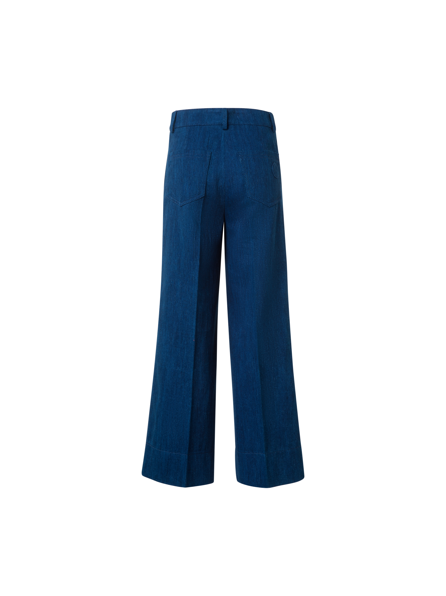 Designer Cropped Weite Baumwoll-Jeans - Blau