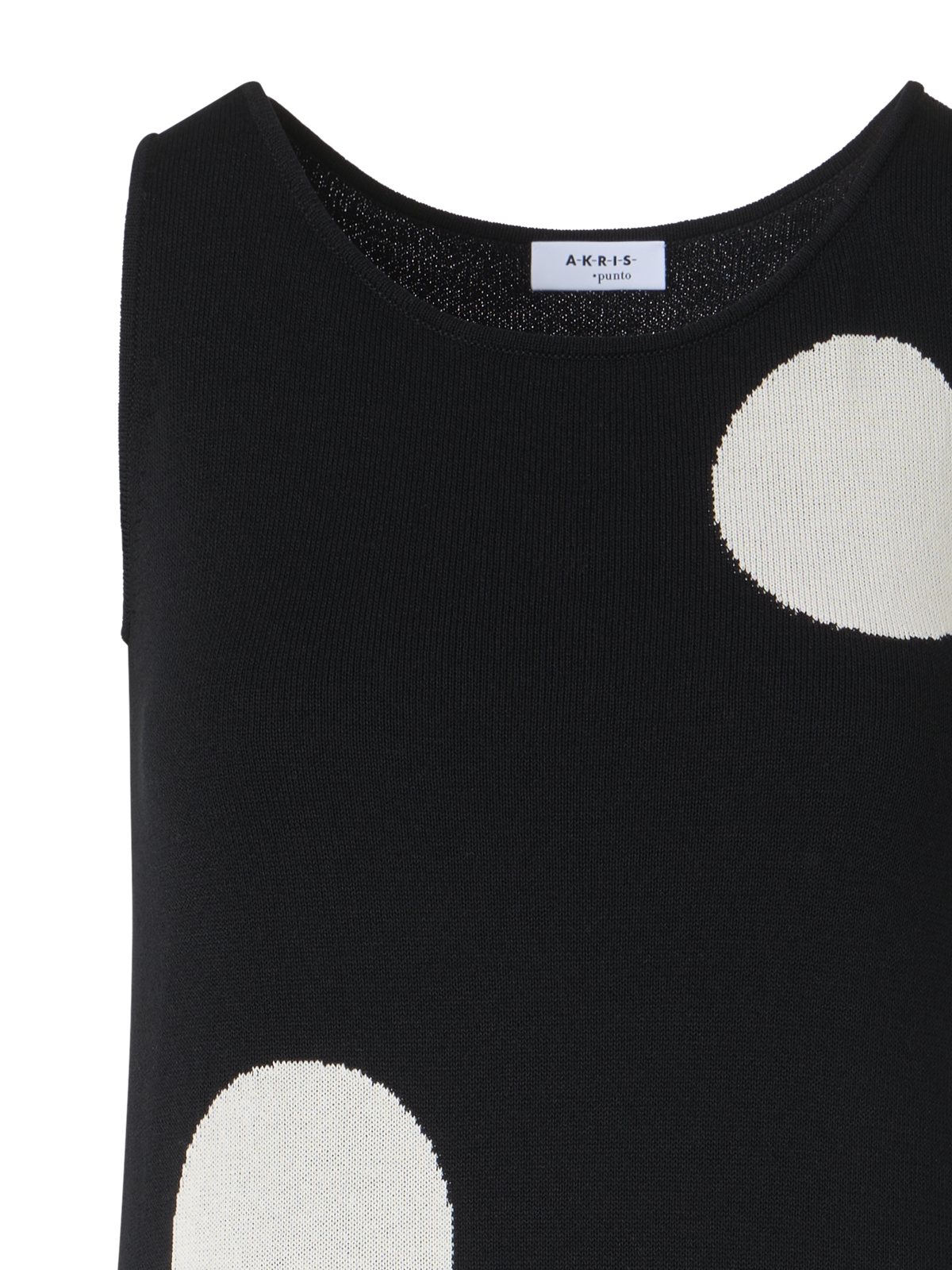 Designer Ärmelloses Midi-Strickkleid mit Punkte-Intarsie - Schwarz