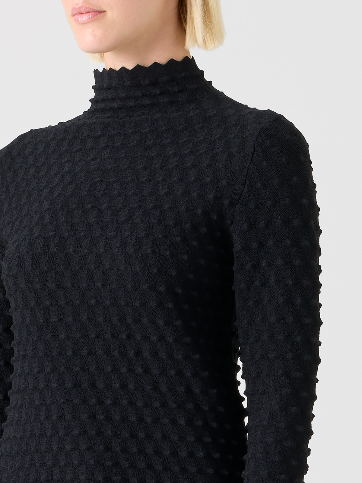 Designer 3D-strukturierter Viskose-Strickpullover - Schwarz #editorial