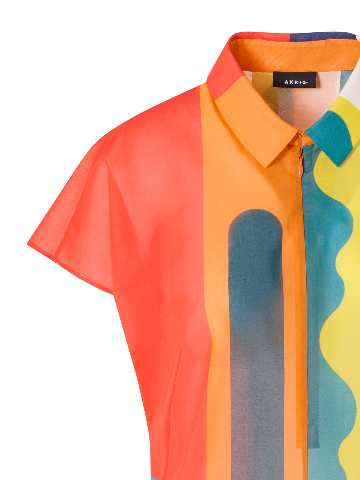 Designer Baumwoll-Tunika-Bluse mit Paravent-Druck - Bunt