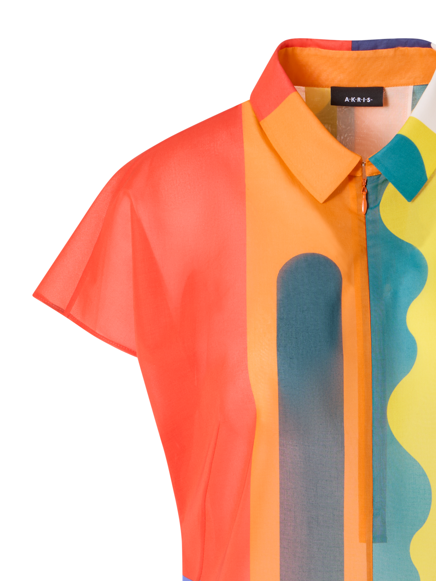 Designer Baumwoll-Tunika-Bluse mit Paravent-Druck - Bunt