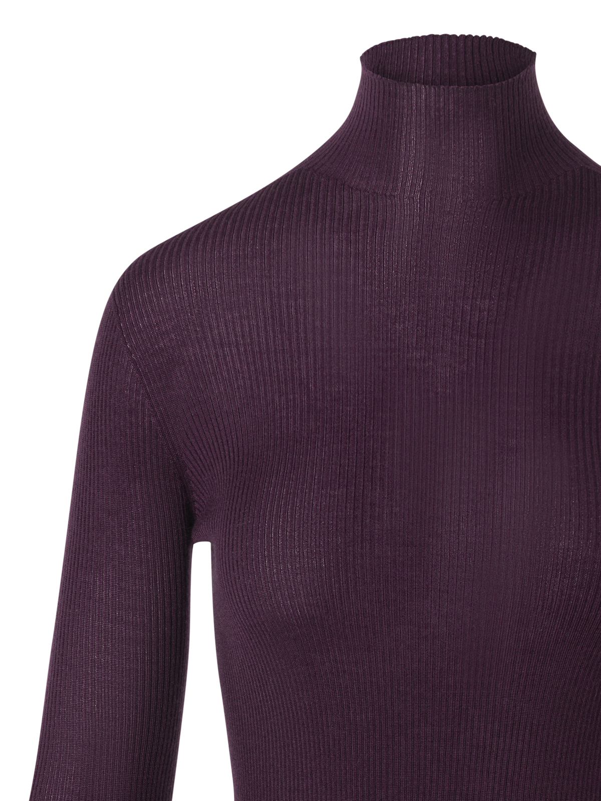 Designer Feinripp-Pullover aus Kaschmirseide mit Stehkragen - Rot
