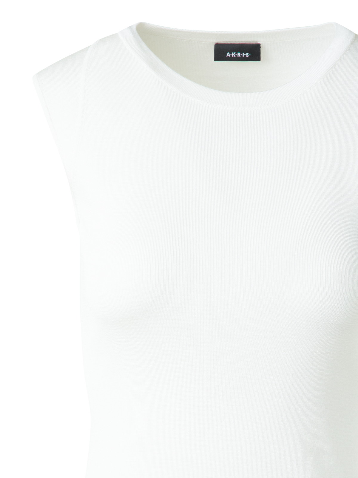 Designer Ärmelloses Stricktop aus Stretch-Seide - Ecru
