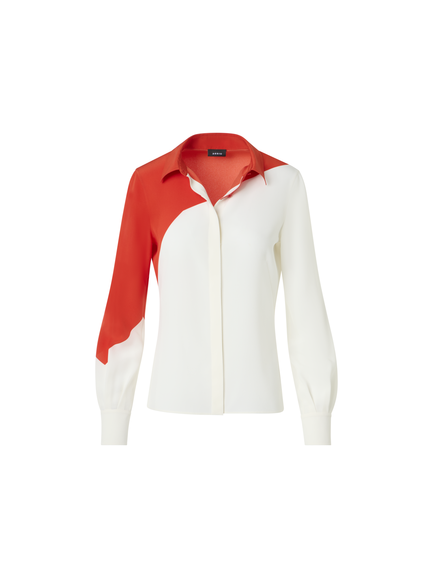 Designer Seiden-Crêpe-Bluse mit Polygon-Druck - Bunt