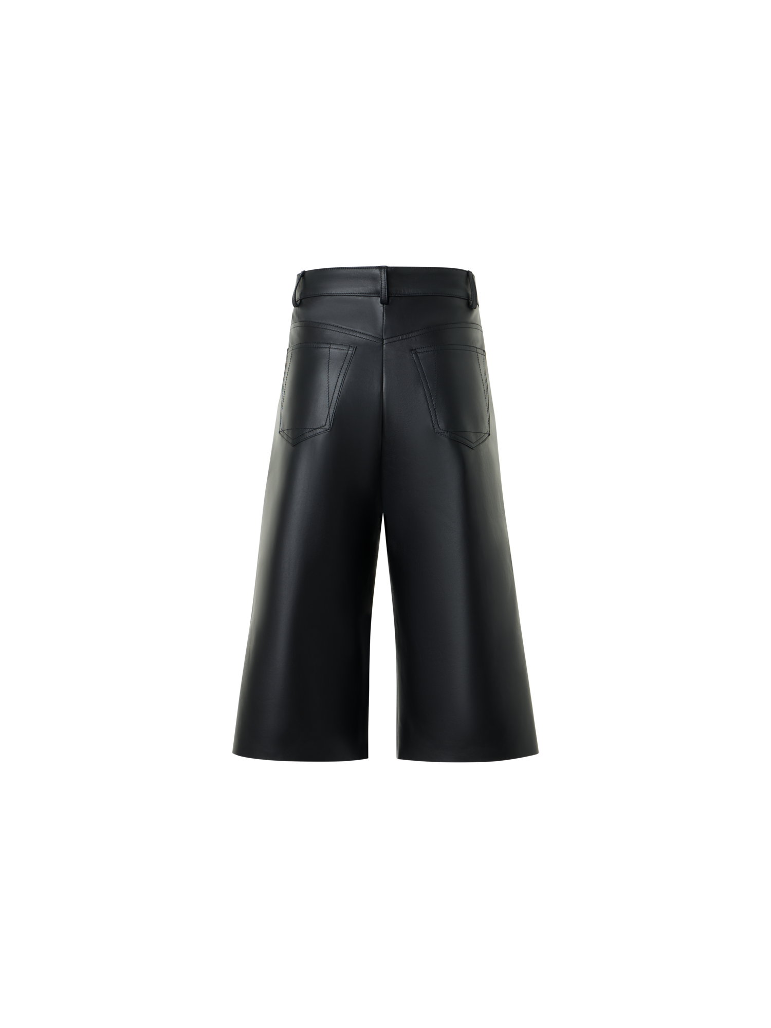 Designer WBermudashorts mit weitem Bein aus Nappalederide Leg Bermuda in Leather - Schwarz