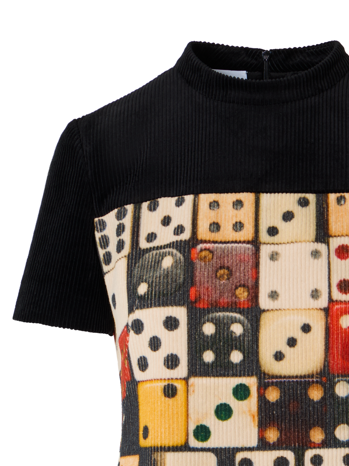 Designer Minikleid aus Baumwollcord mit Dice Print - Bunt - Schwarz