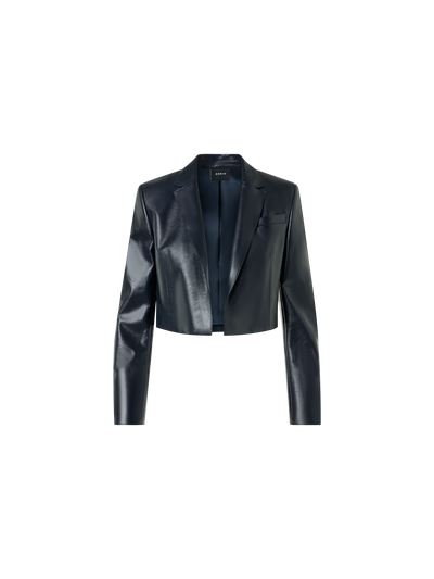 Designer Kurzjacke aus lackiertem Nappaleder - Schwarz
