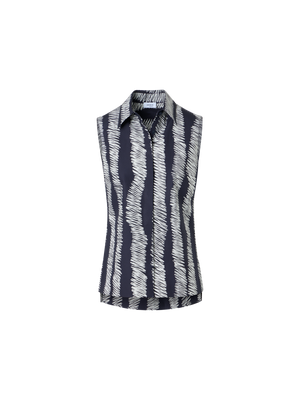 Designer Baumwollbluse mit Scribble-Wave-Druck - Bunt