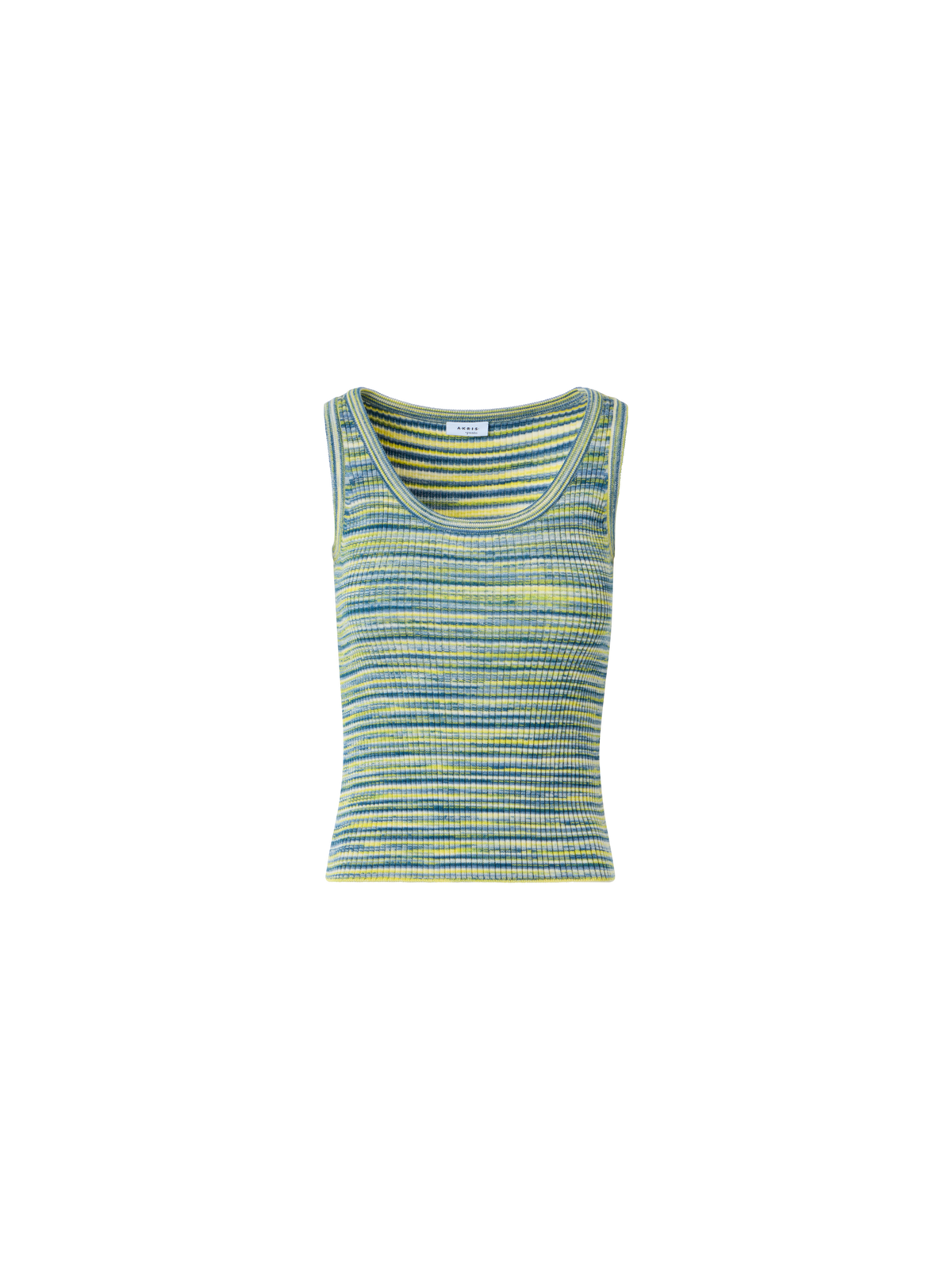 Designer Tailliertes Space-Dye-Merinowolle-Rippstrick-Top mit Rundhalsausschnitt - Bunt