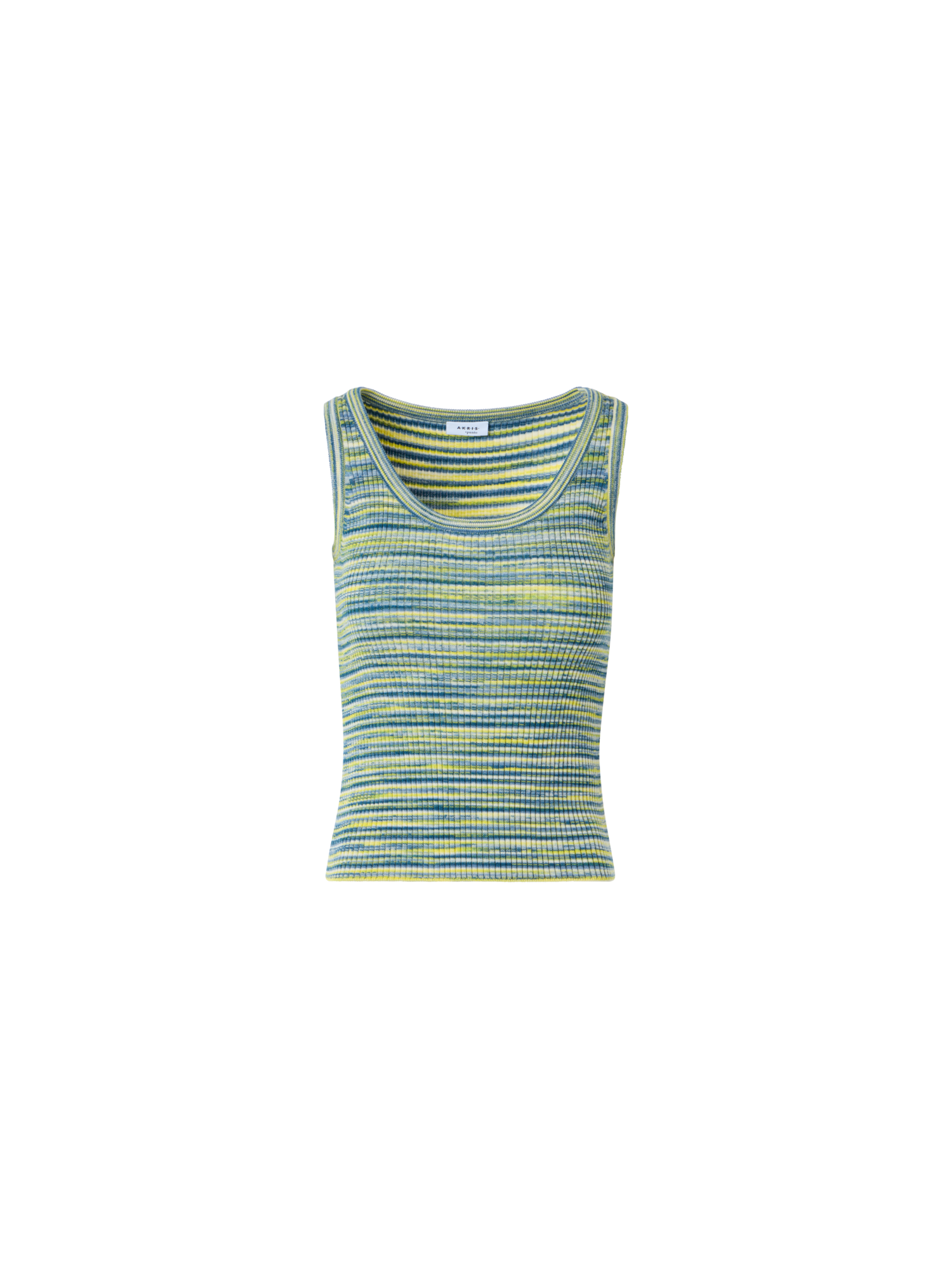 Designer Tailliertes Space-Dye-Merinowolle-Rippstrick-Top mit Rundhalsausschnitt - Bunt