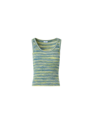 Designer Tailliertes Space-Dye-Merinowolle-Rippstrick-Top mit Rundhalsausschnitt - Bunt