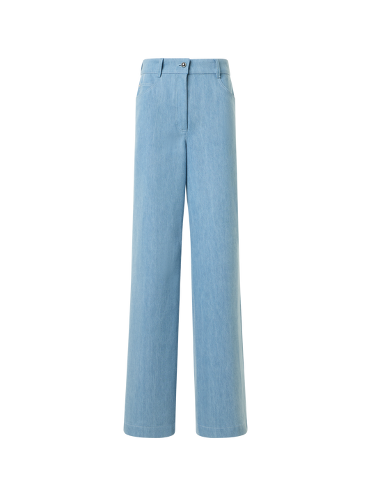 Designer Cooper Wide Leg Hose aus Stretch-Baumwolldenim - Blau