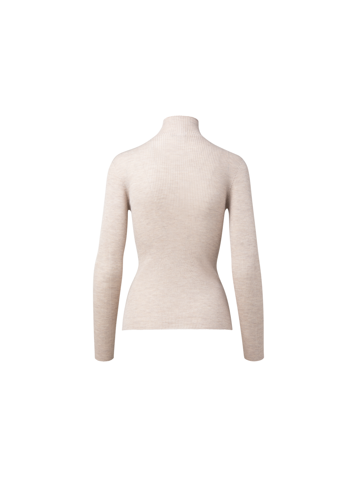 Designer Kaschmir-Seiden-Strickpullover mit Stehkragen - Beige