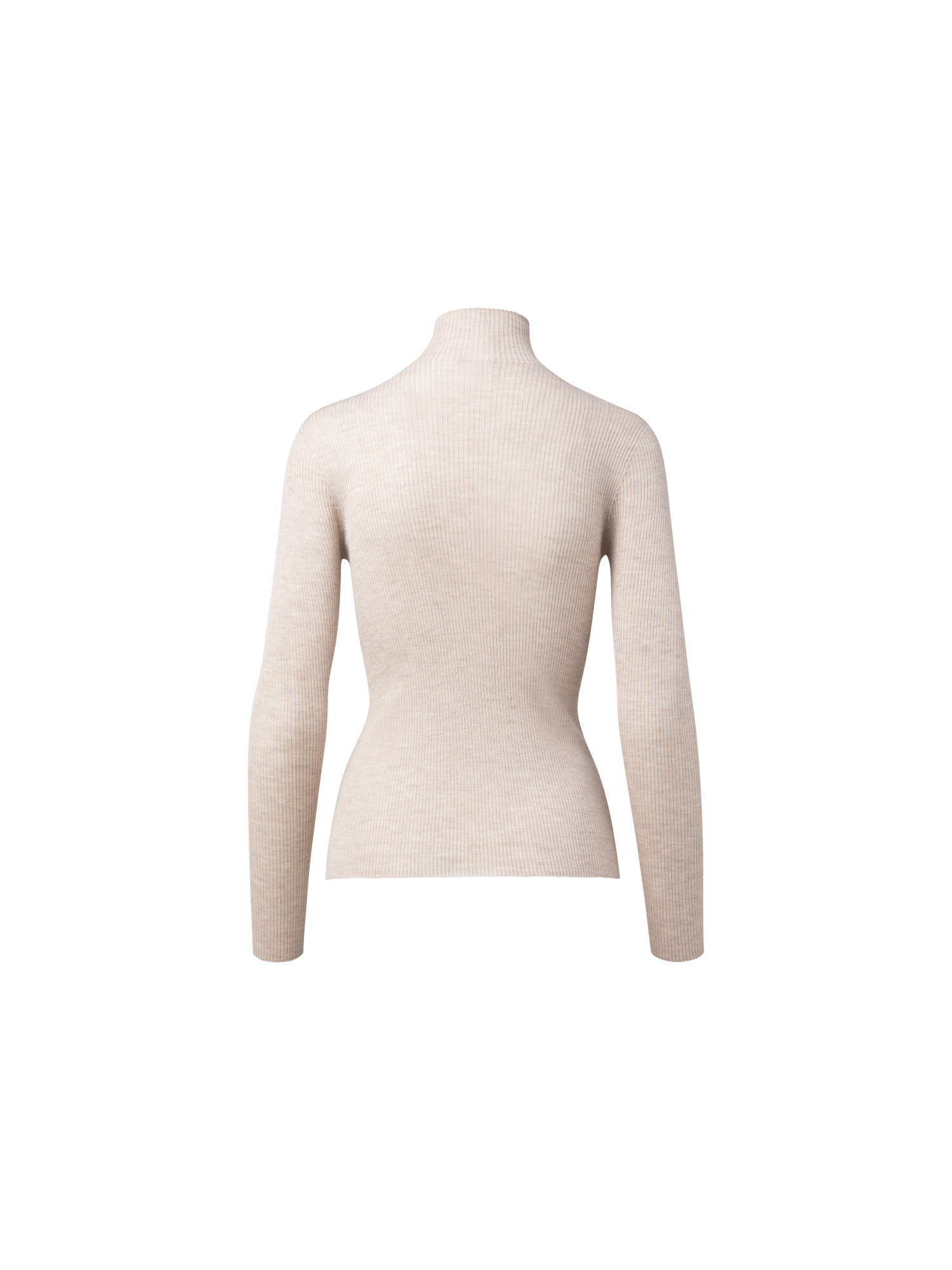 Designer Kaschmir-Seiden-Strickpullover mit Stehkragen - Beige