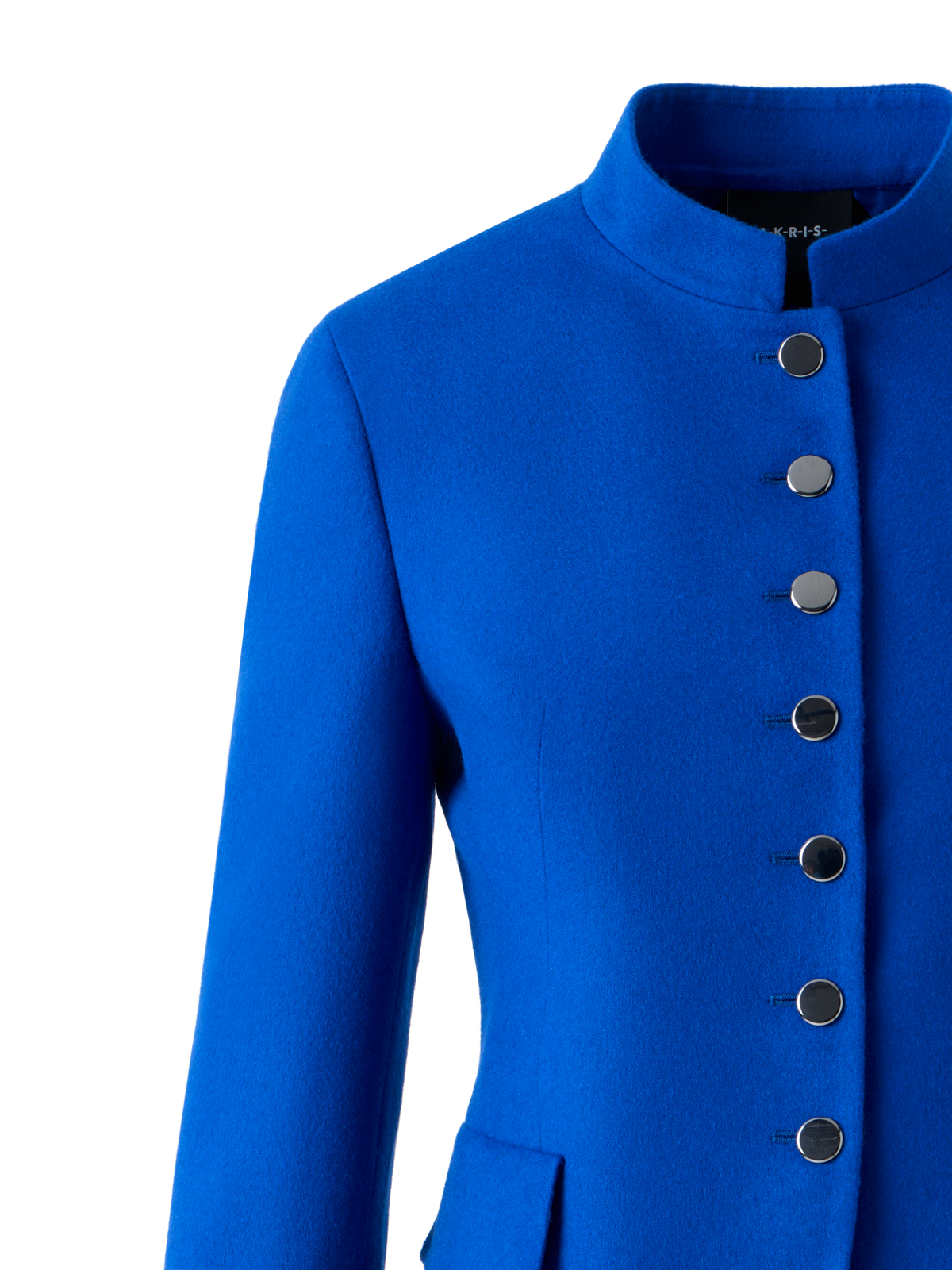 Designer Kurze Taillierte Wollflanell Doubleface Jacke - Blau
