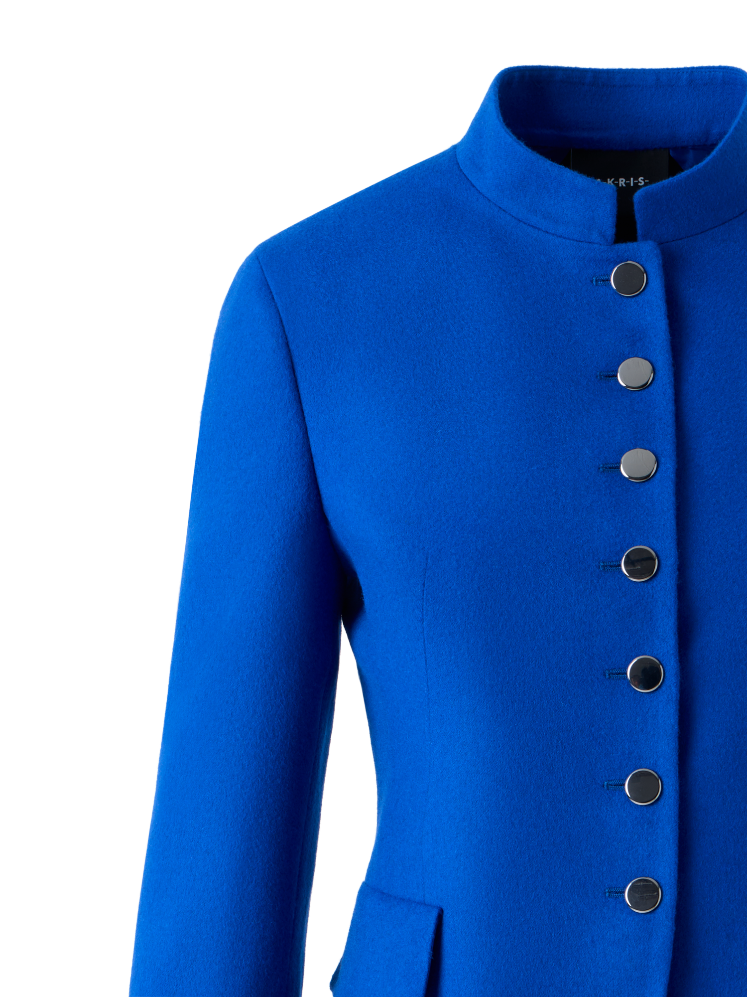 Designer Kurze Taillierte Wollflanell Doubleface Jacke - Blau