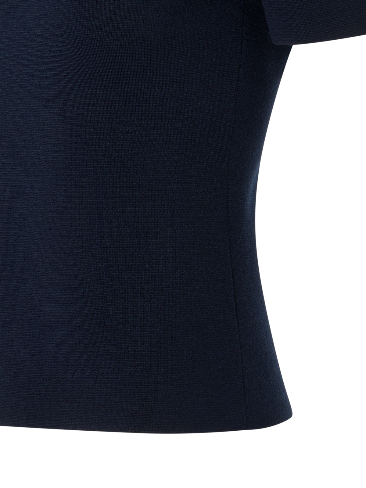 Designer Kurzarm-Pullover aus Woll-Milano-Strick - Dunkelblau