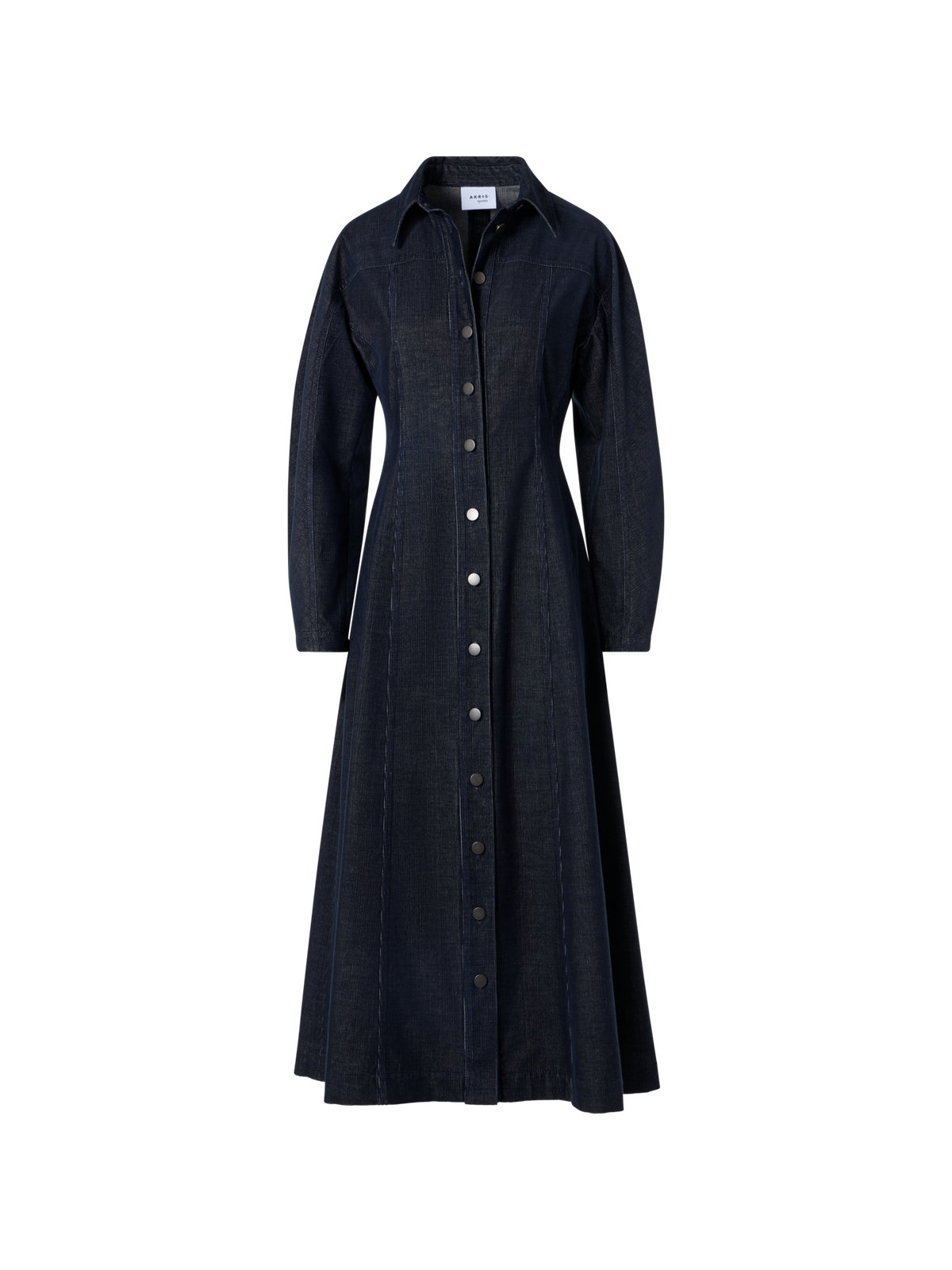 Designer Fit-and-Flare Midikleid aus Changeant-Mikrocord - Dunkelblau