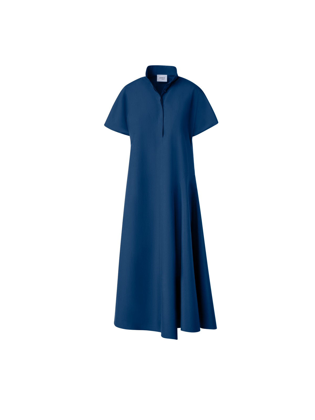 Designer Midi-Blusenkleid mit asymmetrischem Saum - Dunkelblau - Blau