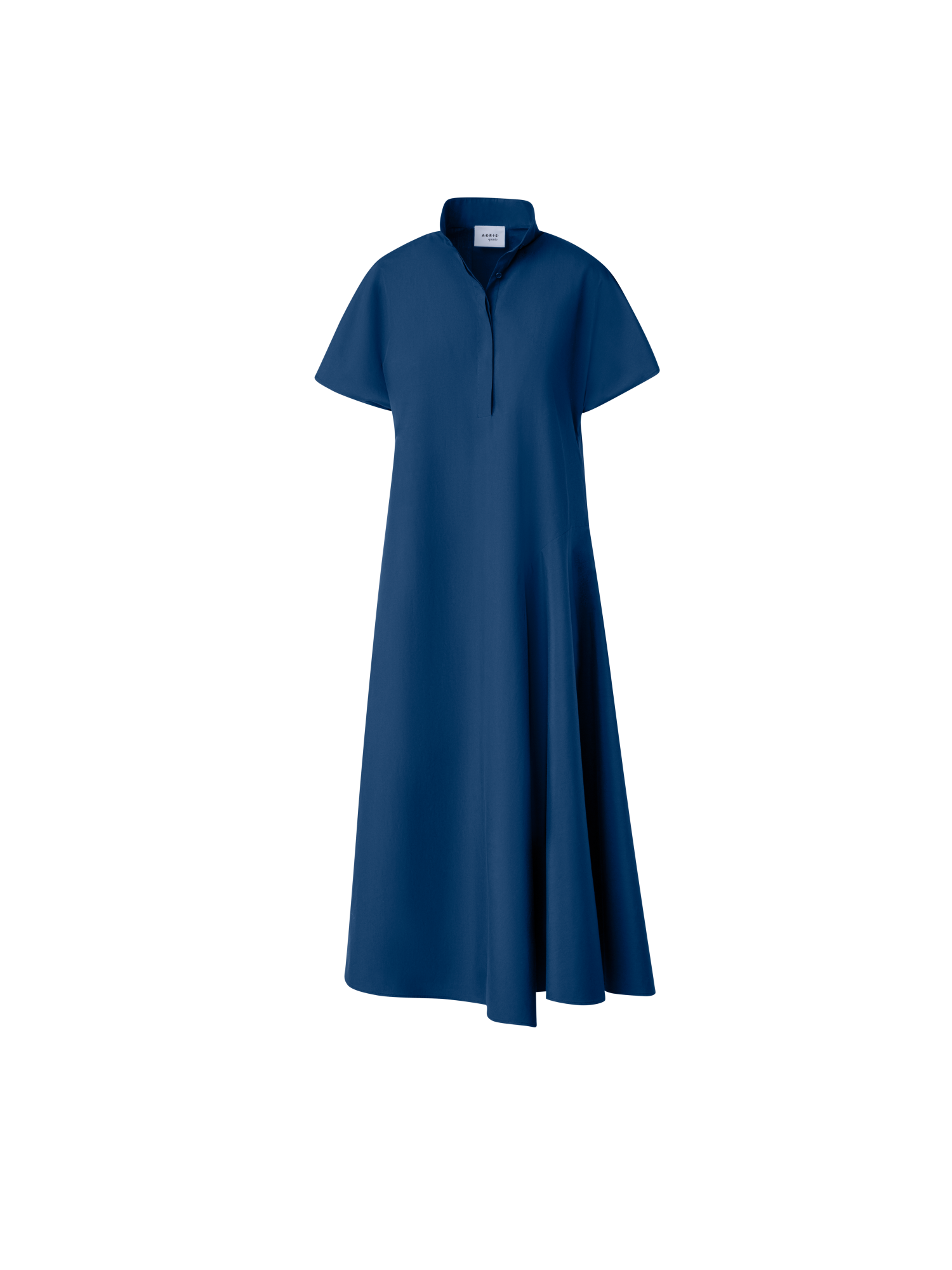 Designer Midi-Blusenkleid mit asymmetrischem Saum - Dunkelblau - Blau