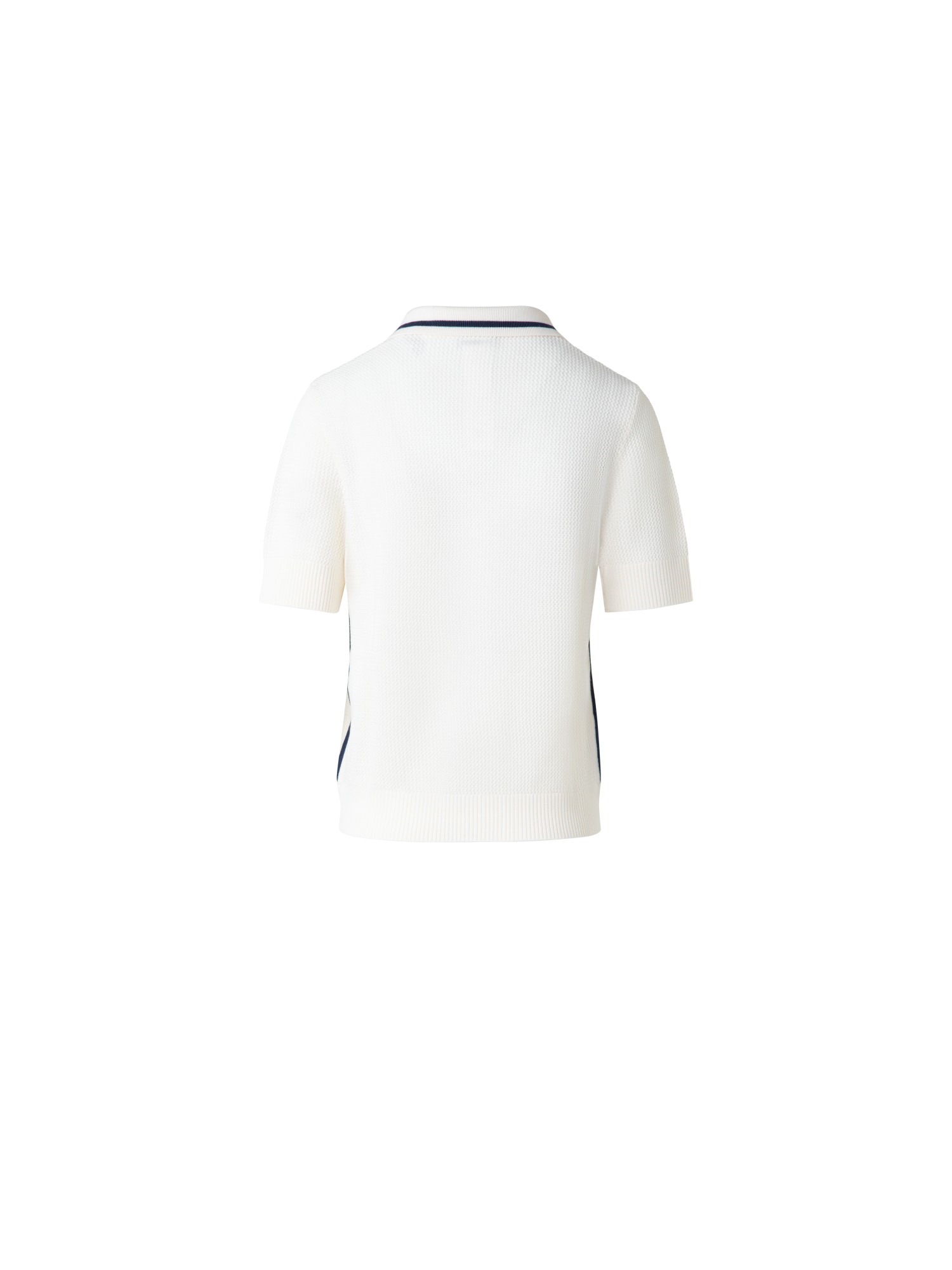 Designer Poloshirt aus Merino-Mesh-Strick - Bunt - Ecru - Weiss