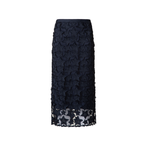 Midi Skirt with 3D Star Embroidery