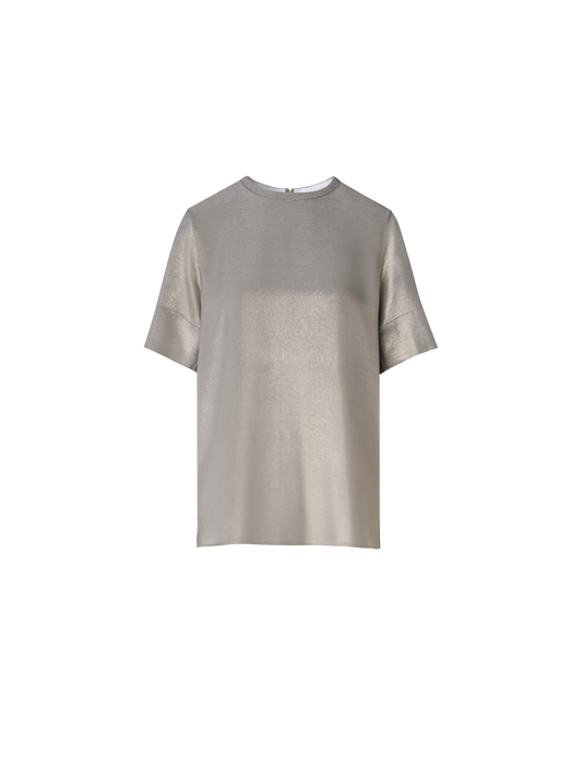 Designer Oversize T-Shirt-Bluse aus Seiden-Lurex - Gold