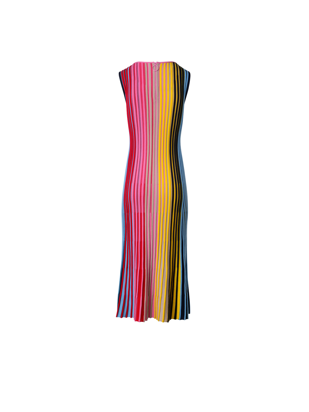 Designer Merino-Strickkleid mit Regenbogenripp - Bunt