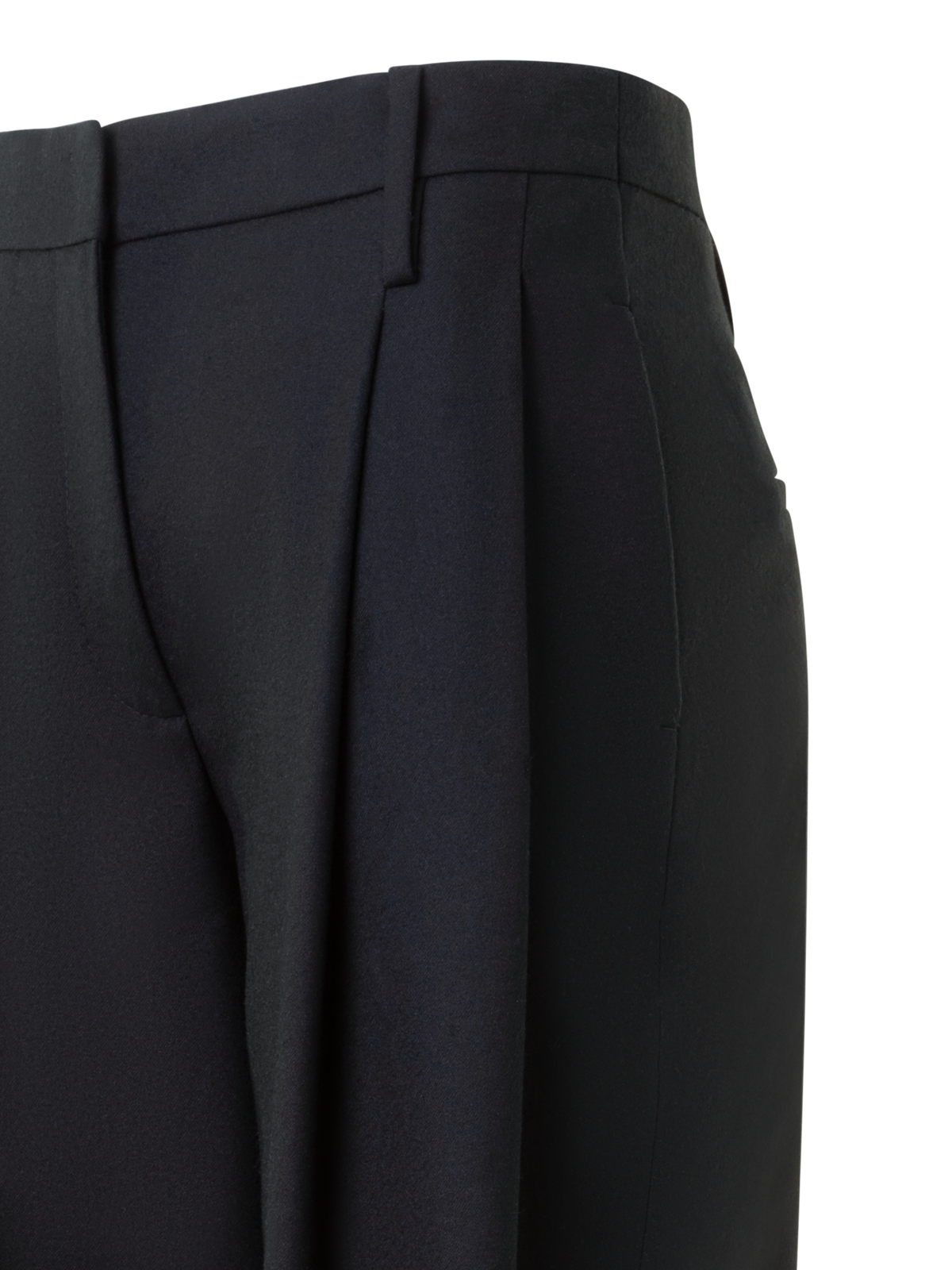 Designer Verkürzte konische Wolltrikotine Bundfaltenhose - Schwarz